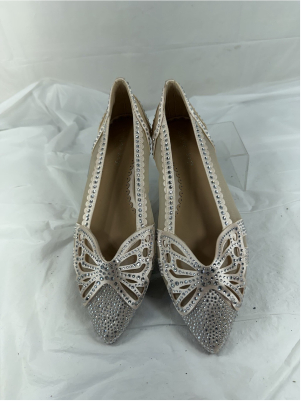 Copper Key Crystal Pointed Toe Butterfly Flat Shoes Womens 8M - Picture 10 of 15